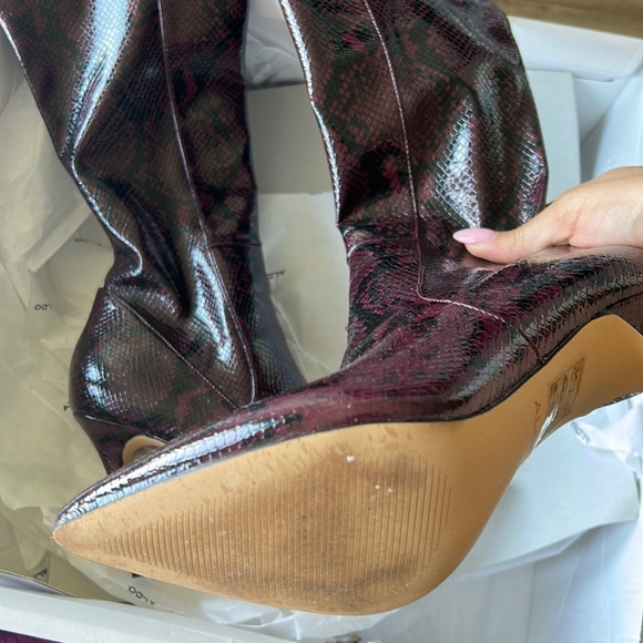 OTK boots, like new, worn once. Slight imperfection, left boot near zipper. - Picture 1 of 6